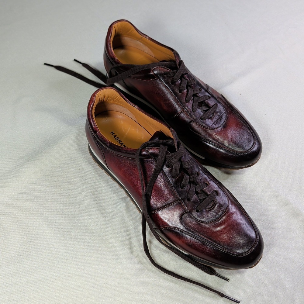 Magnanni Mens 22293 Burgundy Calfskin Leather Sneakers Made in Spain Size 12 M - Picture 1 of 10